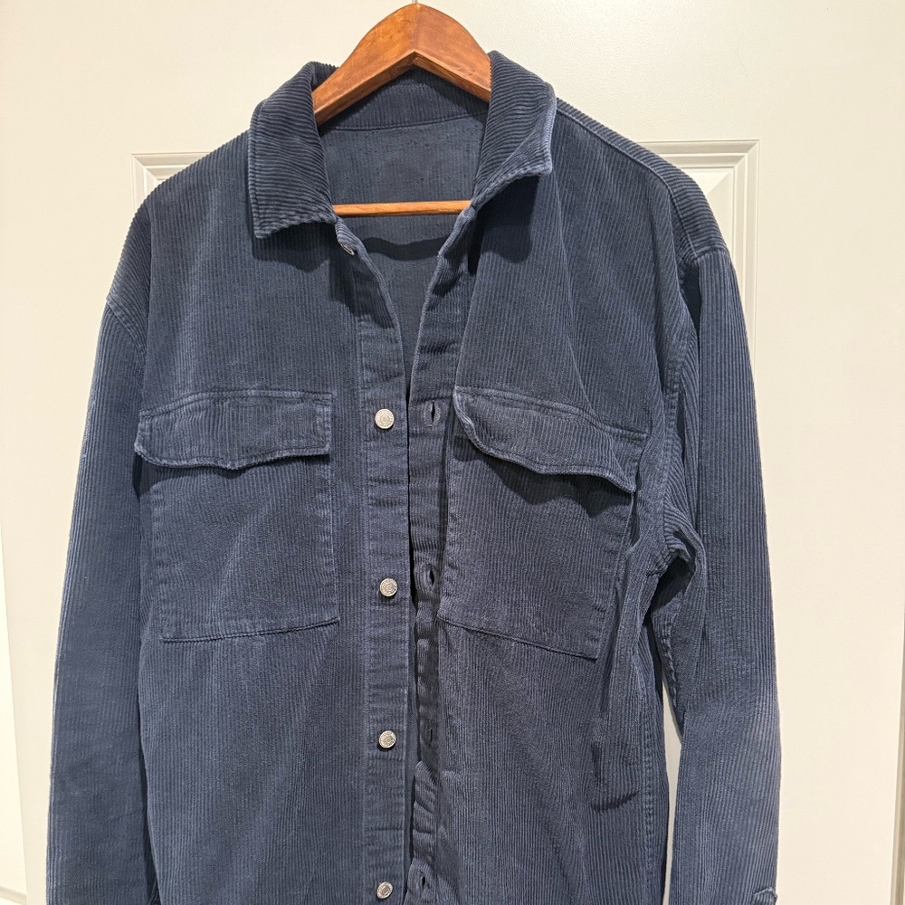 Abercrombie Navy Corduroy Button Up Large